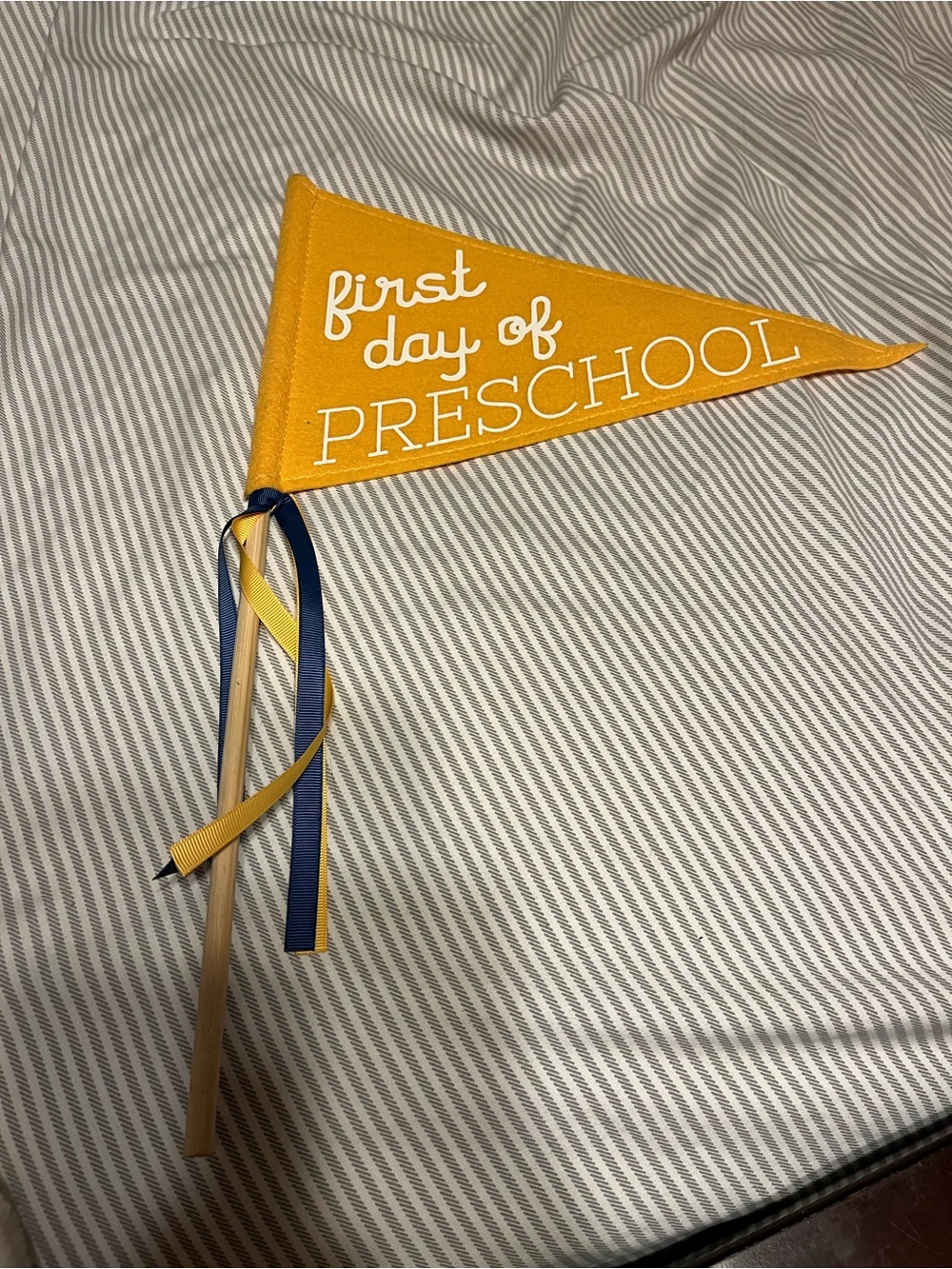 Mud Pie First Day of Preschool Pennant Flag - Yellow